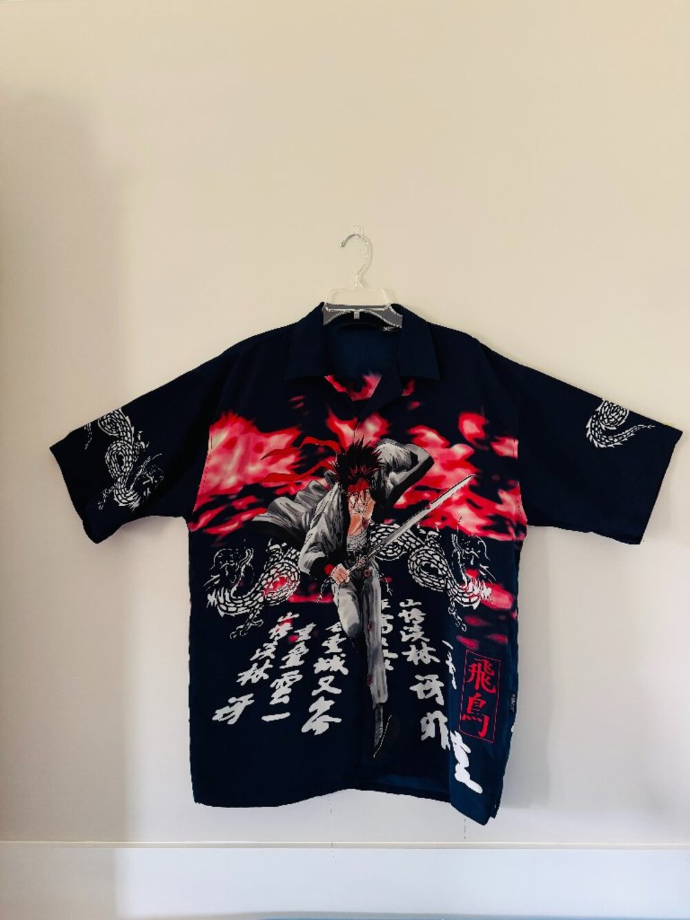 Vintage Veezo Millenium Gear Rurouni Kenshin Sanosuke Sagara Short Sleeve Button